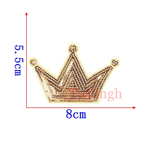 Sequin Crown Sticker Embroidery Patch Iron On Applique DIY Clothing Craft Decor