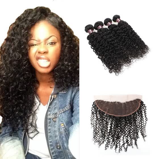 Shop Ishow 7a Brazilian Kinky Curly Hair Bundles With Frontal 100