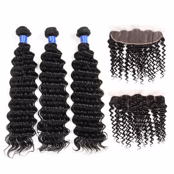 Shop Hcdiva Indian Virgin Hair Deep Wave Lace Frontal Closure With