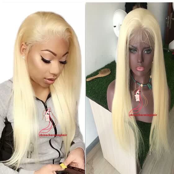 Shop Full Lace Human Hair Wigs Lightest Blonde 613 Brazilian Hair