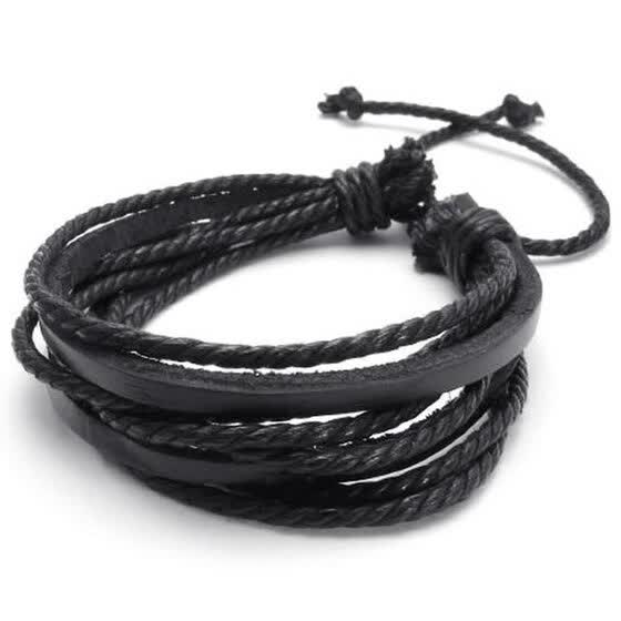 Shop Hpolw Mens Leather Rope Bracelet Adjustable 7 9 Inch Surfer