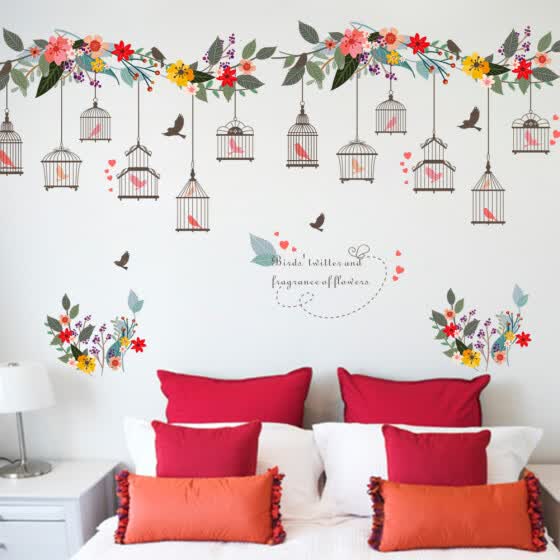 Shop Birdcage Flower Decorative Wall Stickers Art Wall