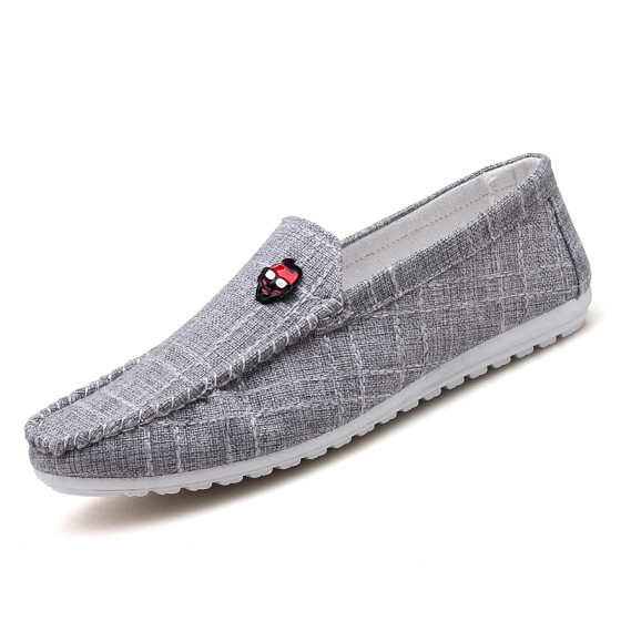 Casual Mens Korea linen cloth breathable slip on loafers low top summer shoes US