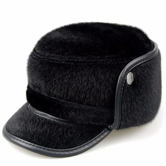 mens leather hat with ear flaps