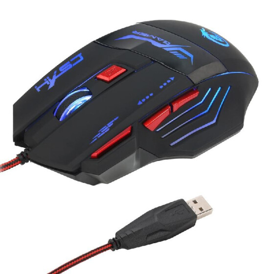 5500DPI LED Optical USB Wired Gaming Mouse 7 Buttons Gamer Laptop Computer Mice