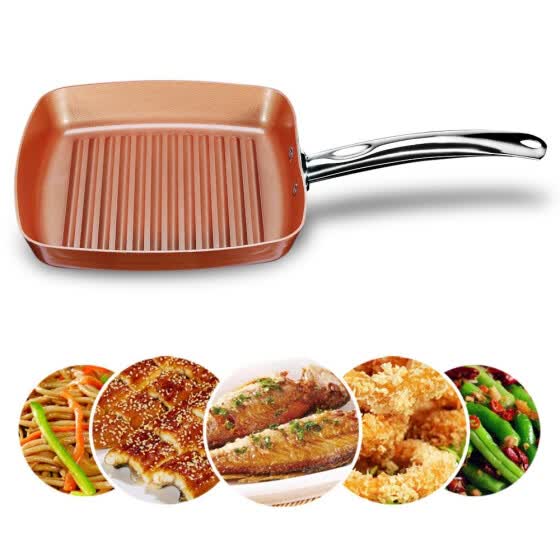 Shop Non Stick Copper Frying Square Grill Pan Skillet With Ceramic