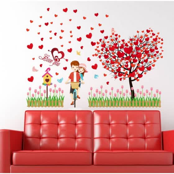 Shop Romantic Love Heart Tree Wall Stickers Decoration