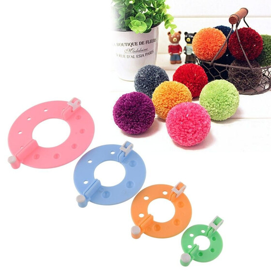 New 4 Sizes DIY Pompom Maker Fluff Ball Weaver Needle Craft Knitting