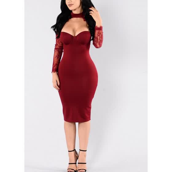 Shop Hot Women Lace Floral Party Bodycon Dress Online from Best Evening