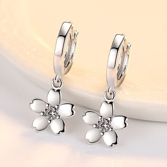 Pink Flower Women Drop Earrings Las Dangle Ear Pink Flower Women Drop Earrings Las Dangle Ear
