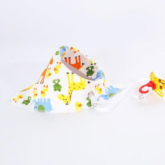Infant Toddler Triangular Cotton Bibs Saliva Towel /& Pacifier Clip Feeding