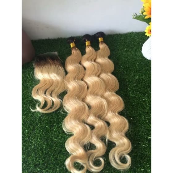 Shop T1b 613 Ombre Blonde Bundles With Closure Remy Hair