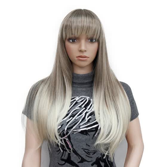 Shop Strongbeauty Long Straight Ombre Blonde With Bangs Synthetic