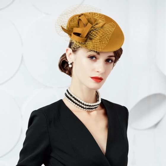 Shop Lady Black Wool Pillbox Hat Fashion Winter Women Elegant Wedding ...
