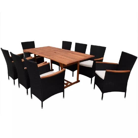 Outdoor Dining Set 17 Pieces Poly Rattan Black Online From Outdoor Dining Set 17 Pieces Poly
