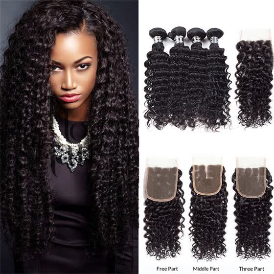 Shop 7a Malaysian Hair 4 Bundles With 4x4 Closure Deep Wave Hair