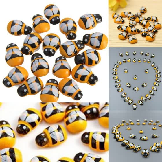 Diy 100 Unids 3d Arte Animal Abeja De Madera Pegatinas De