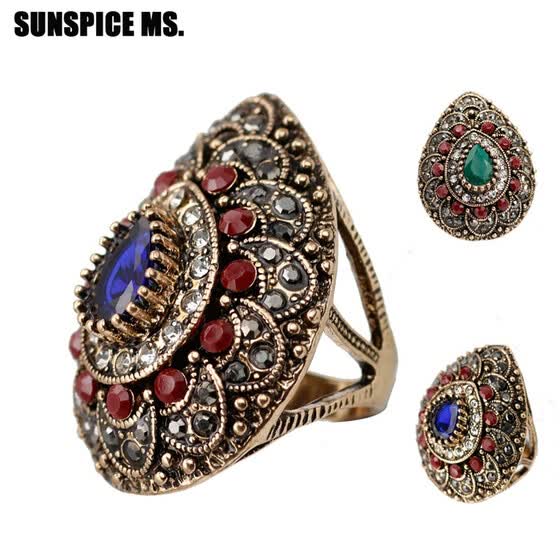 New Bohemia Vintage Rings For Women Antique Gold Color New Bohemia Vintage Rings For Women Antique Gold Color Turkey Design Heart Style Ethnic Wedding