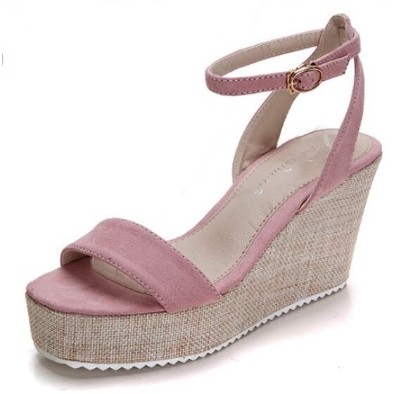 Shop Women Wedges Sandals Ankle Strap Open Toe Platform Ladies