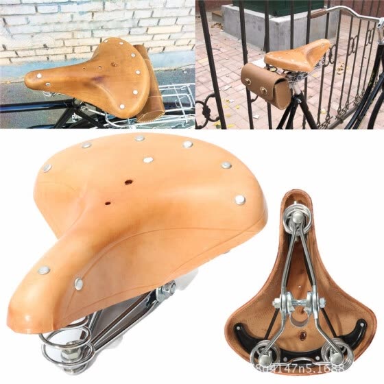 vintage leather bike seat