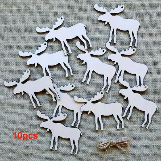 Shop 10pcs Christmas Tree Decorations Wooden Pendants Crafts Scene