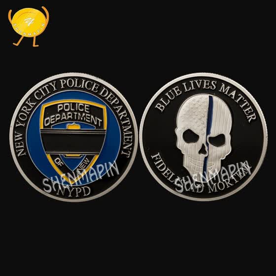 Shop New York Police Blue Life Matter Skull Coin Art Collection