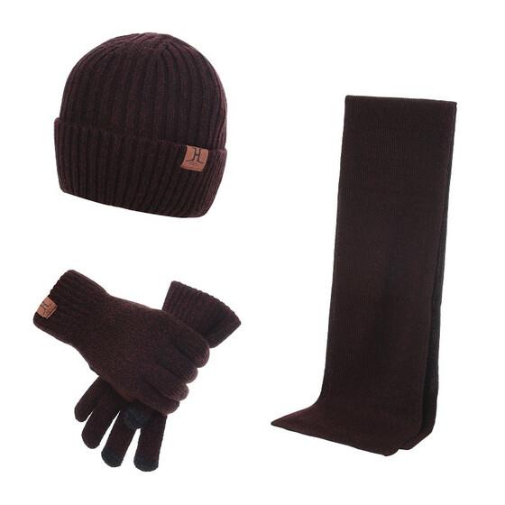 Winter Hats Scarf Gloves Thick Cotton Winter Set Female Male Beanie Scarf Gloves