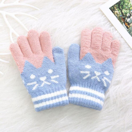 Children Gloves Winter Warm Knitted Mittens Baby Kids Gloves For Boys Girls J