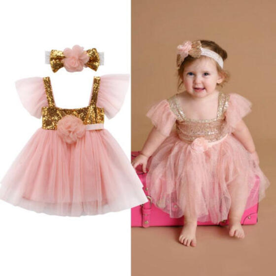 UK Seller Newborn Kid Baby Girls Princess Party Pageant Gown Tutu Dress Sundress