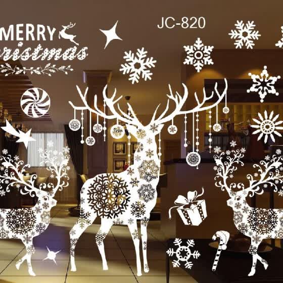 Shop Glue Free Static White Snowflake Elk Santa Sticker Glass