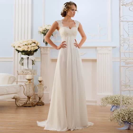 Shop Beach White Wedding Dresses Lace Chiffon Pregnant Brides