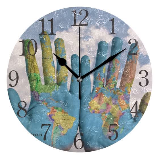Shop Wall Clock Arabic Numerals Design World Map Hands Pattern Round Online From Best Clocks On Jd Com Global Site Joybuy Com