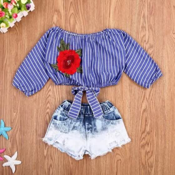 jeans short tops for girls