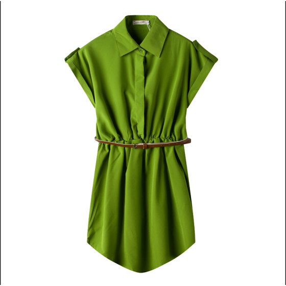 sleeveless belted shirt dress