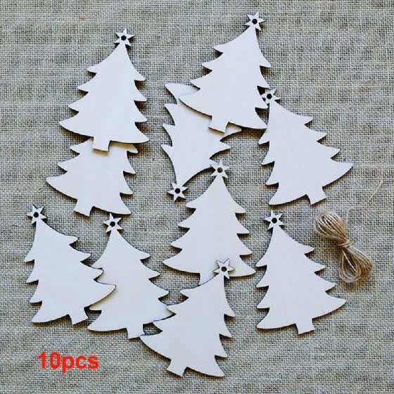 Shop 10pcs Christmas Tree Decorations Wooden Pendants Crafts Scene