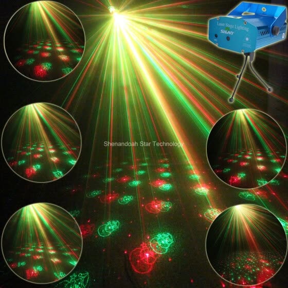 red and green laser lights