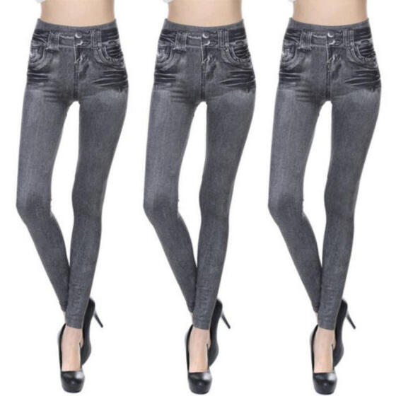 Womens Ripped Jeans Skinny High Waist Stretchy Jeggings Legging Pants Trouser YJ