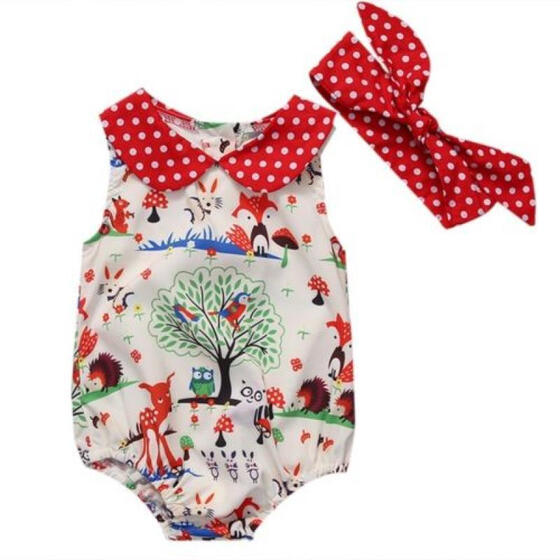 Headband Outfits Clothes Set Newborn Infant Baby Girl Romper Bodysuit Jumpsuit