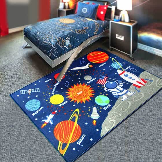 Blue Solar System Kids Area Rug Educational Learning Carpet Blue Solar System Kids Area Rug
