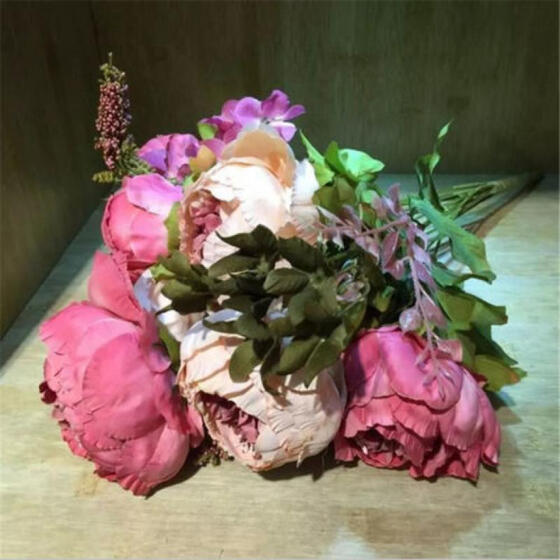 8 Heads Rose Bouquet Silk Artificial Fake Flowers Bridal Wedding Bunch Decor USA