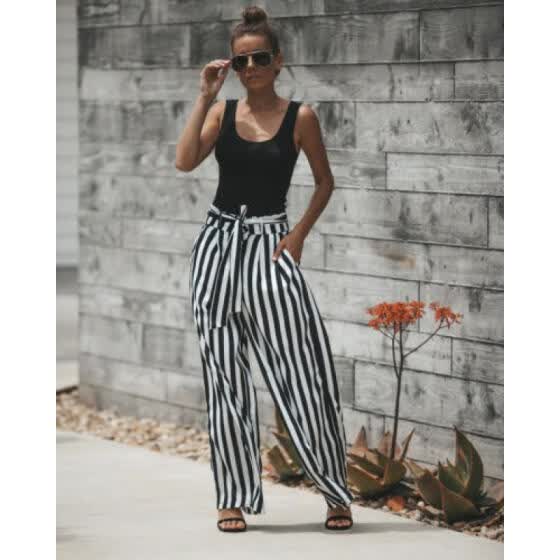 long striped trousers