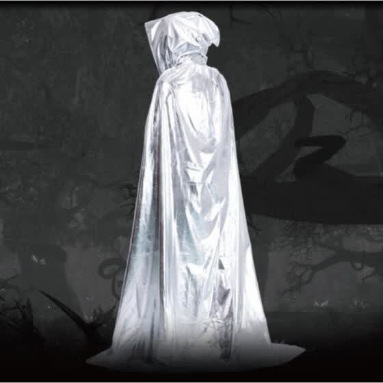 Shop Halloween Black Hooded Cloak Cape Wedding Coat Costume