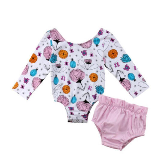 Newborn Infant Baby Girls Outfit Clothes Romper Jumpsuit Bodysuit+Pants 2PCS Set