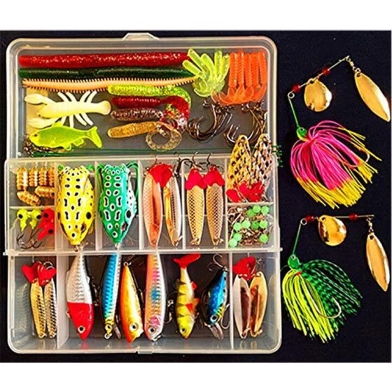 fishing tackle box with lures
