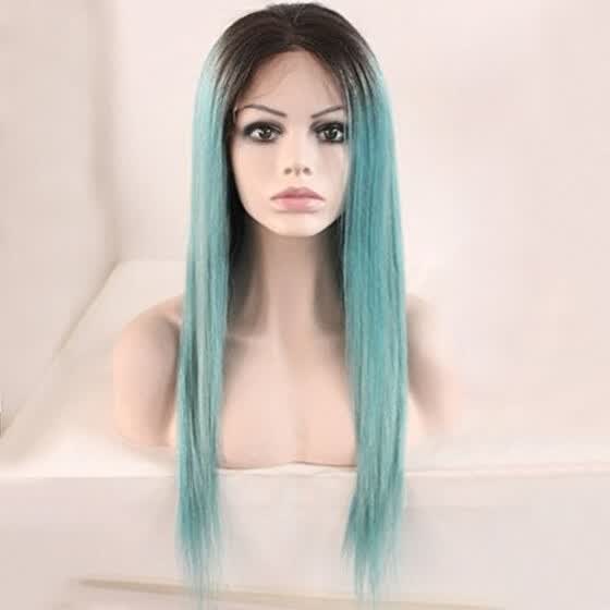 Shop 9a Peruvian Virgin Hair Lace Front Wigs Ombre Blue Straight