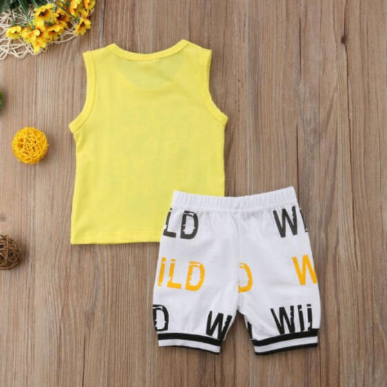 US STOCK Kids Baby Boy Vest Tops+Pants Shorts 2PCs Outfits Hooded Clothes Set