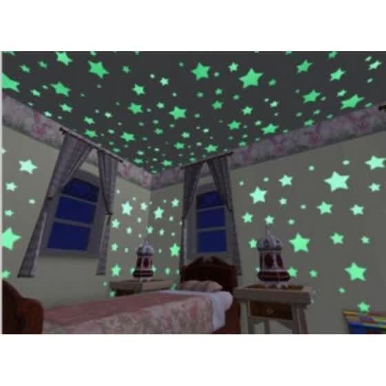 Shop 100pcs Home Wall Light Green Glow In The Dark Star