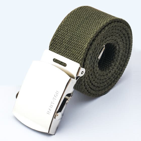 HAUTTON belt women & men's canvas belt casual simple automatic buckle outdoor fashion belt JL1123 army green army green