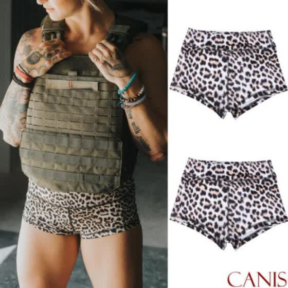 Pantalones Cortos De Leopardo Deportivo Para Mujer Push Up