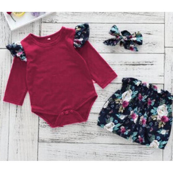 Newborn Baby Girl Infant Long Sleeve Clothes Autumn Romper Playsuit Pants Outfit